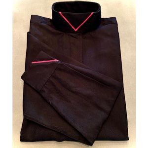 MIKU Ladies Show Shirt Black with Pink V Collar